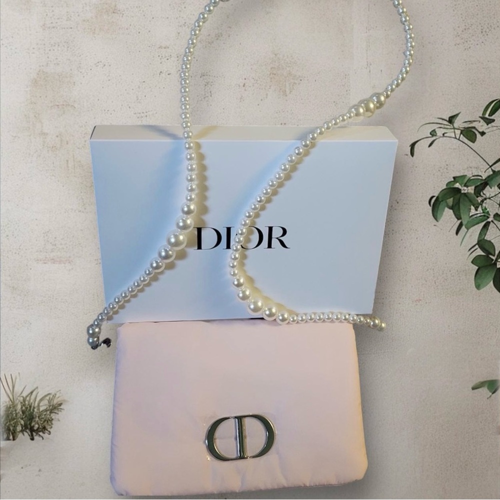 Dior Blush Pink Soft Clutch with Pearl Accent